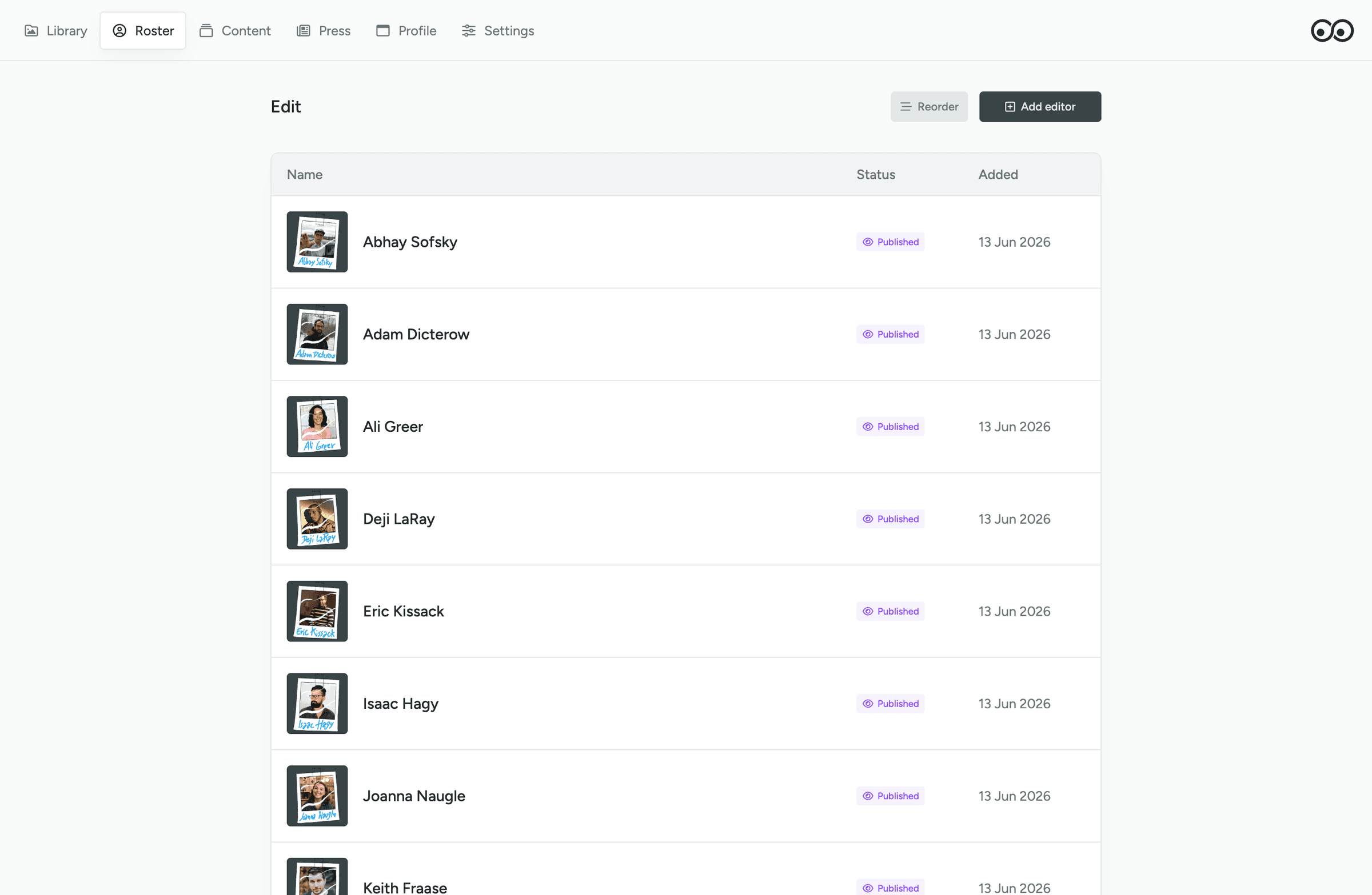 Eyeballs CMS screenshot 5
