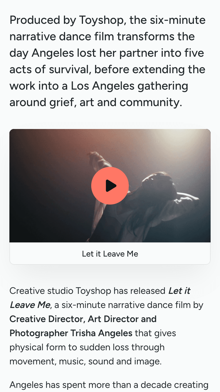 Mobile press release with featured video