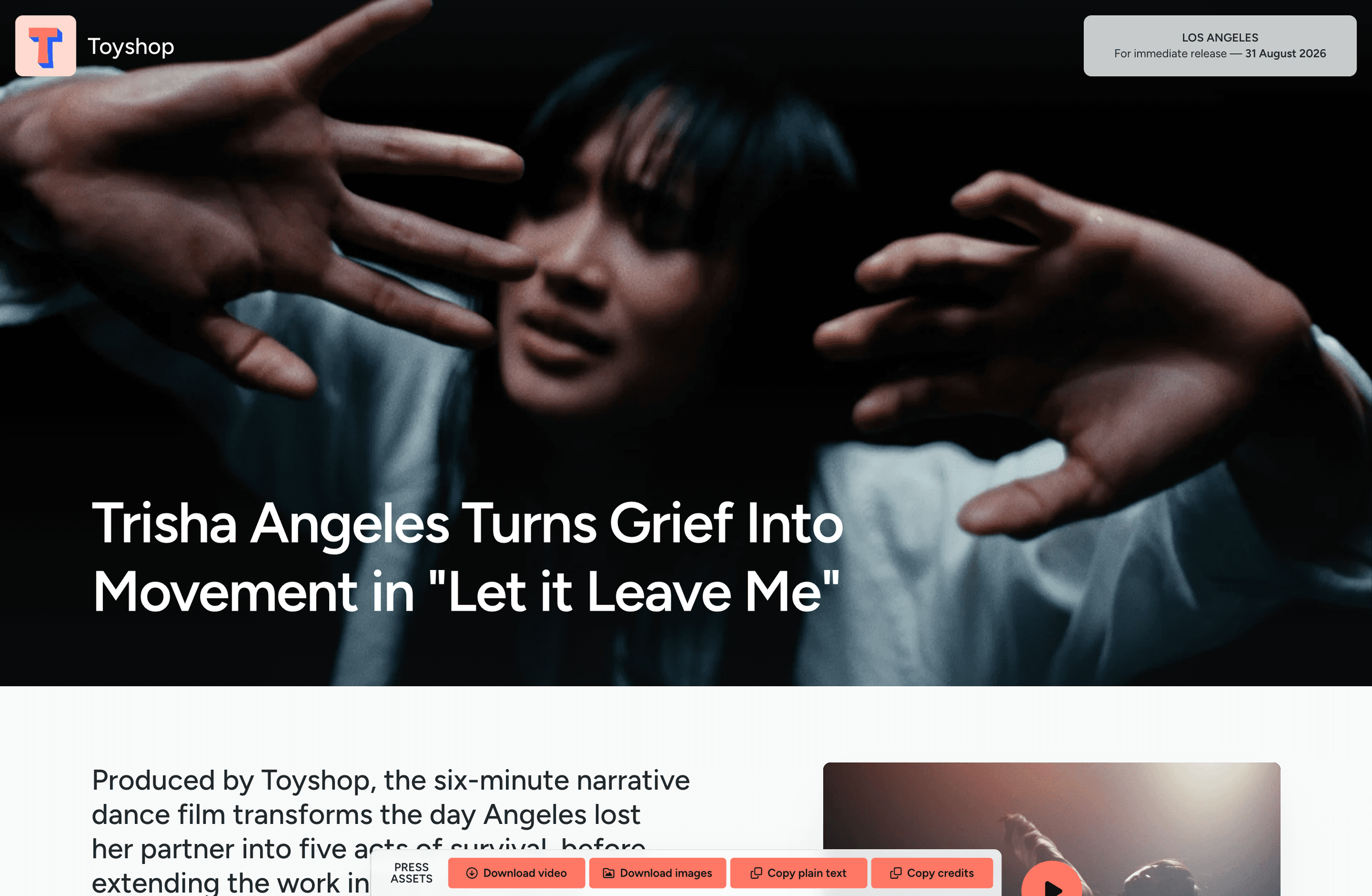 Press release desktop page