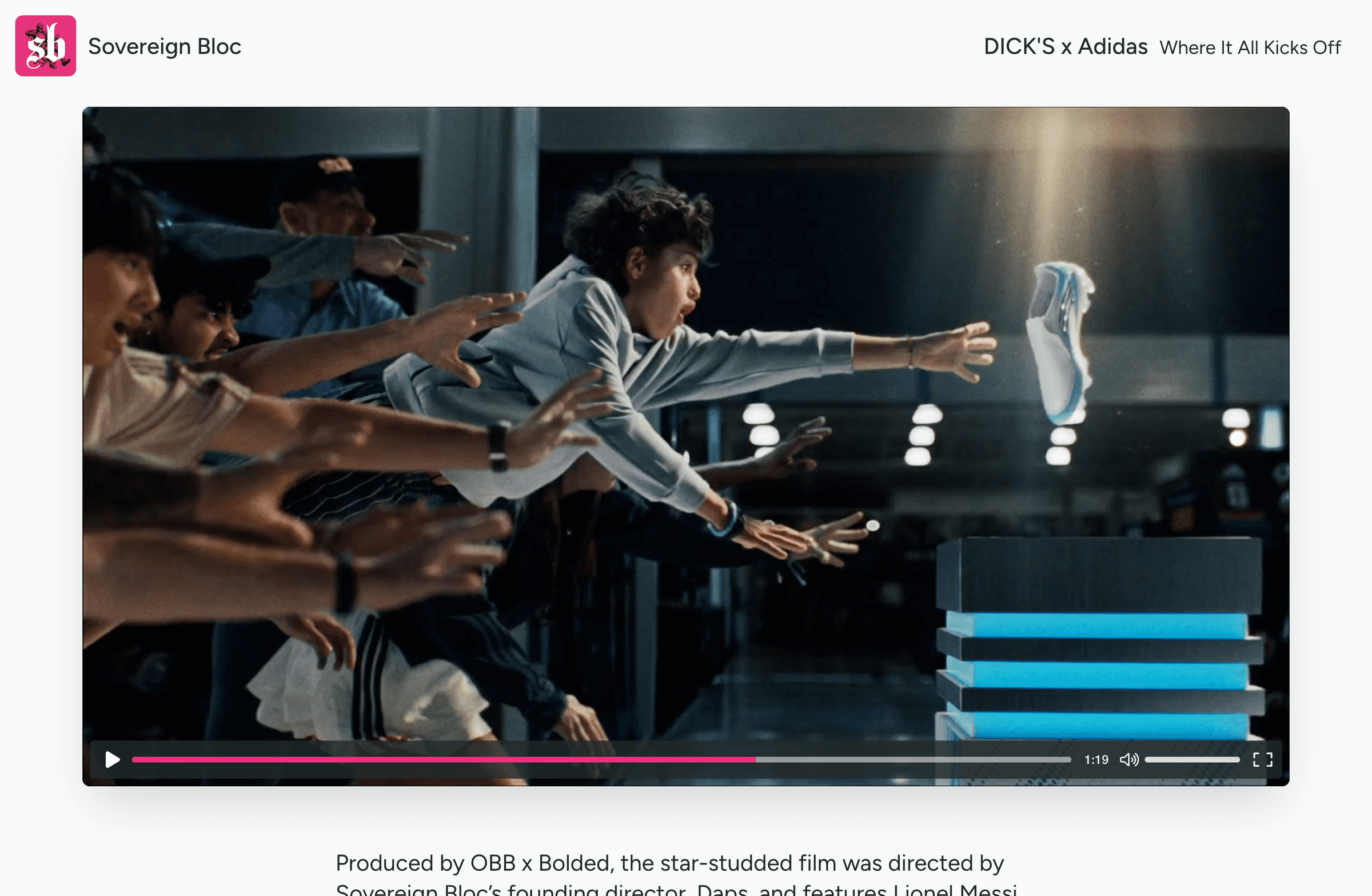 The Eyeballs video library with project thumbnails and search